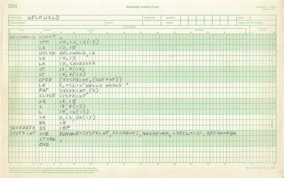 Hello World Coding Sheet